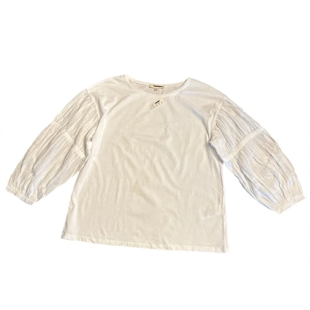 Madewell women’s Puff-Sleeve Drop-Shoulder Knit Oversized Top white Size XXS NWT